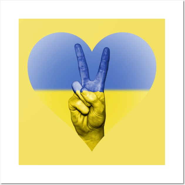 Ukrainian flag inside a heart Wall Art by tashashimaa